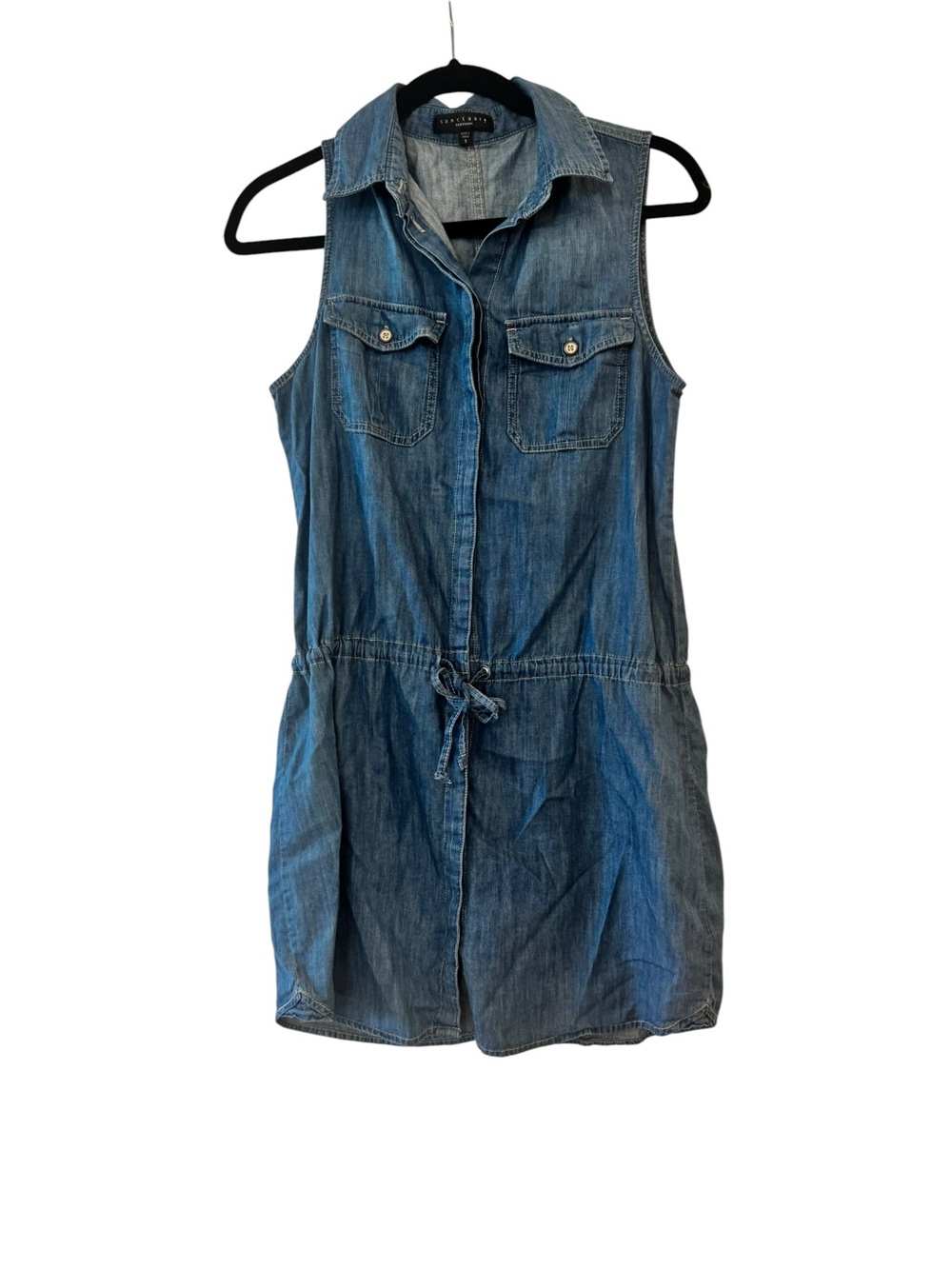 Sanctuary Sleeveless Denim Tie-Waist Mini Dress